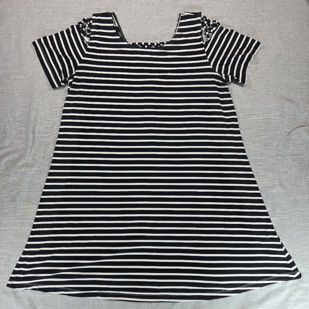 Vibe Sportswear Women 2X Plus Short Sleeve Dress Beach Coverup Workout Striped
